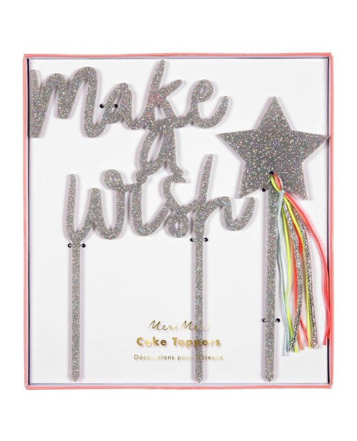 Topper Tort Meri Meri |  Make A Wish Acrylic (set de 2)