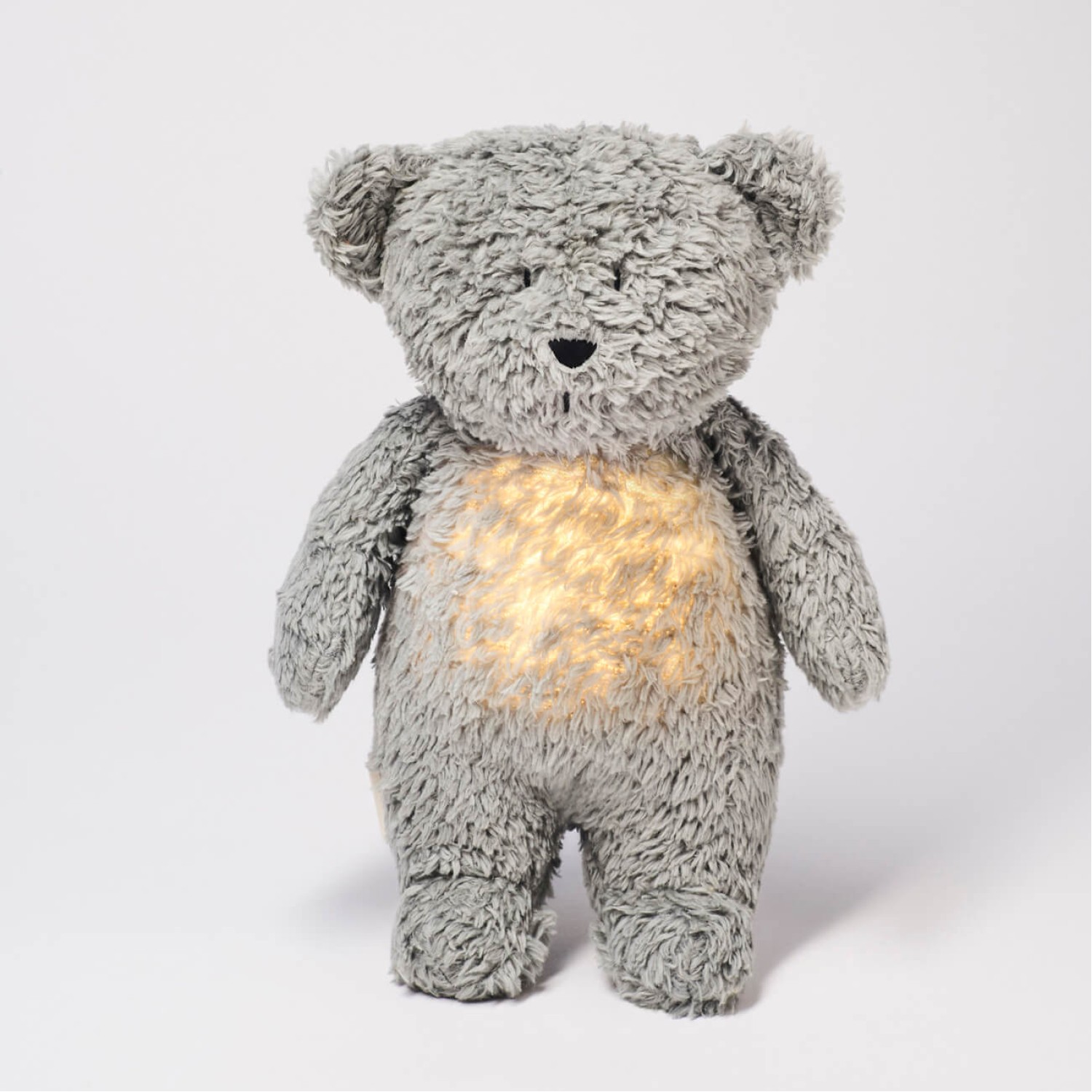 Jucarie muzicala cu sunete albe si lampa de veghe Moonie Organic Bear MINERAL GREY